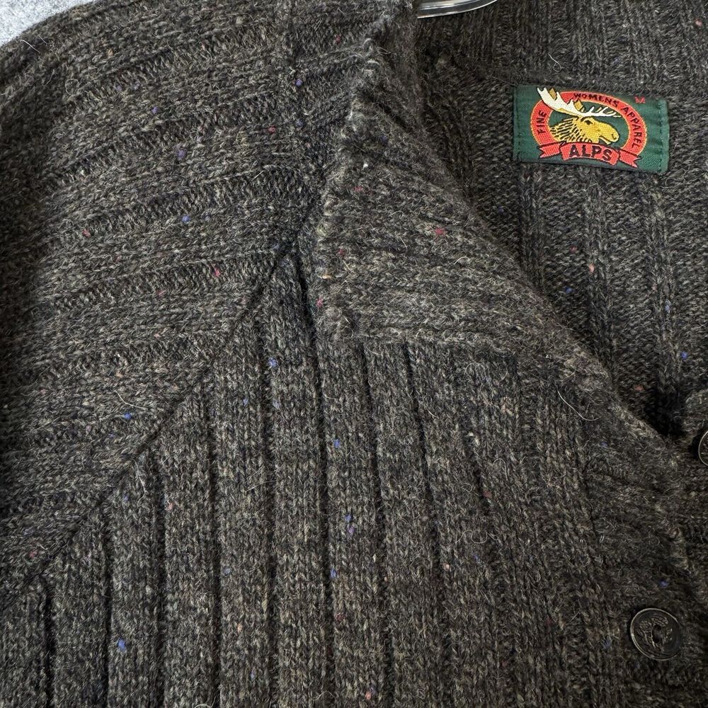 Vintage Alps Fine Cardigan‎ Womens Medium Sweater Chunky Ribbed Wool USA Cabin - Picture 5 of 11